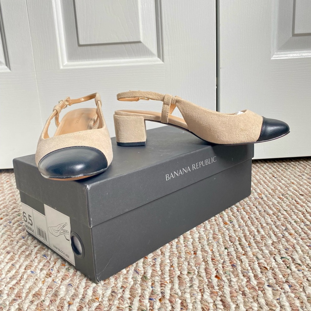 Banana Republic 6.5 low block heels.